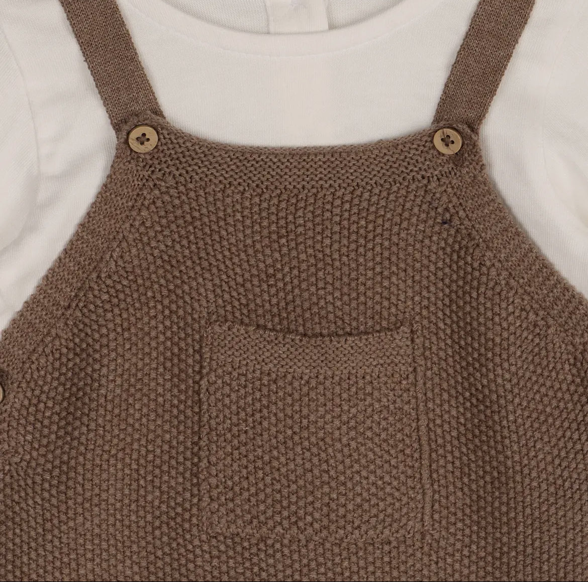 Brown Sweater Overall with Pocket & Cream shirt