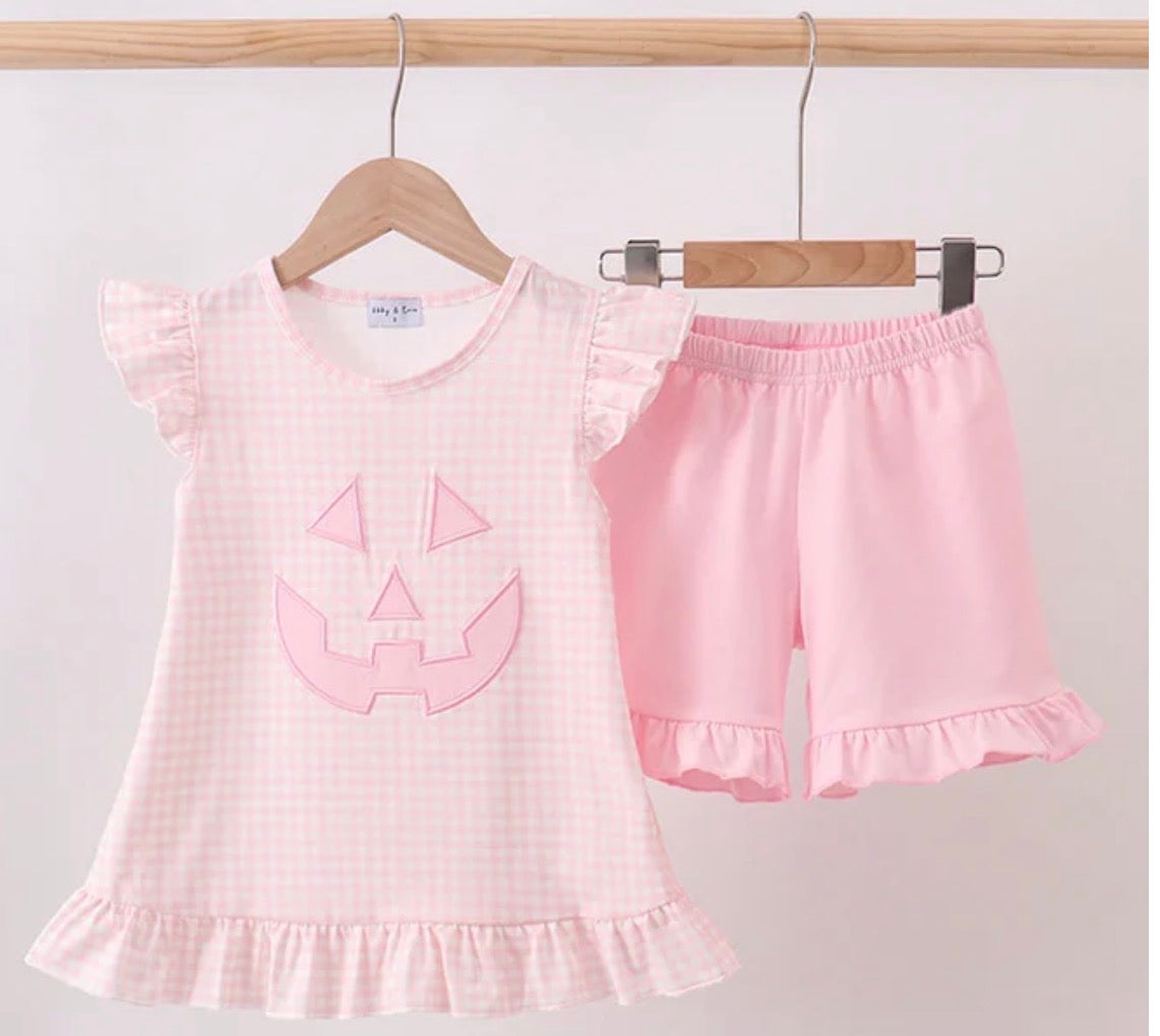 Pink Gingham Pumpkin Short set