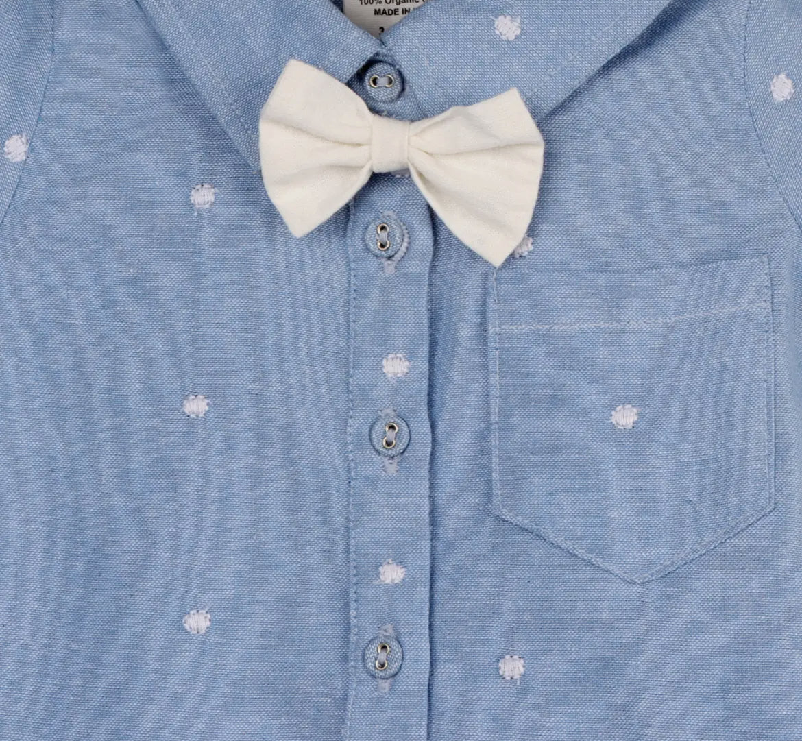 Bowtie Charmer - Blue Romper