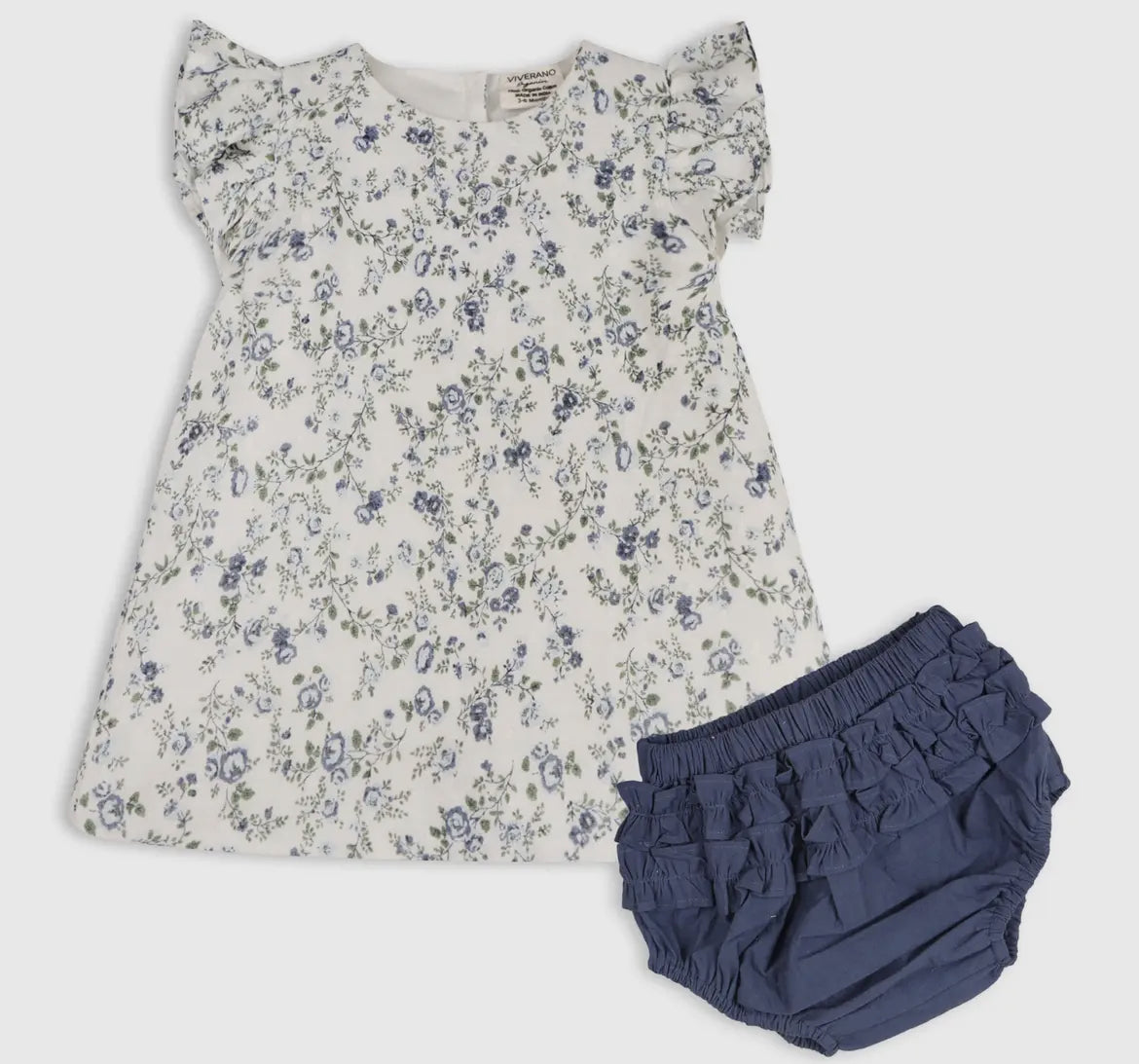 Blue Floral Bow Bloomer Set