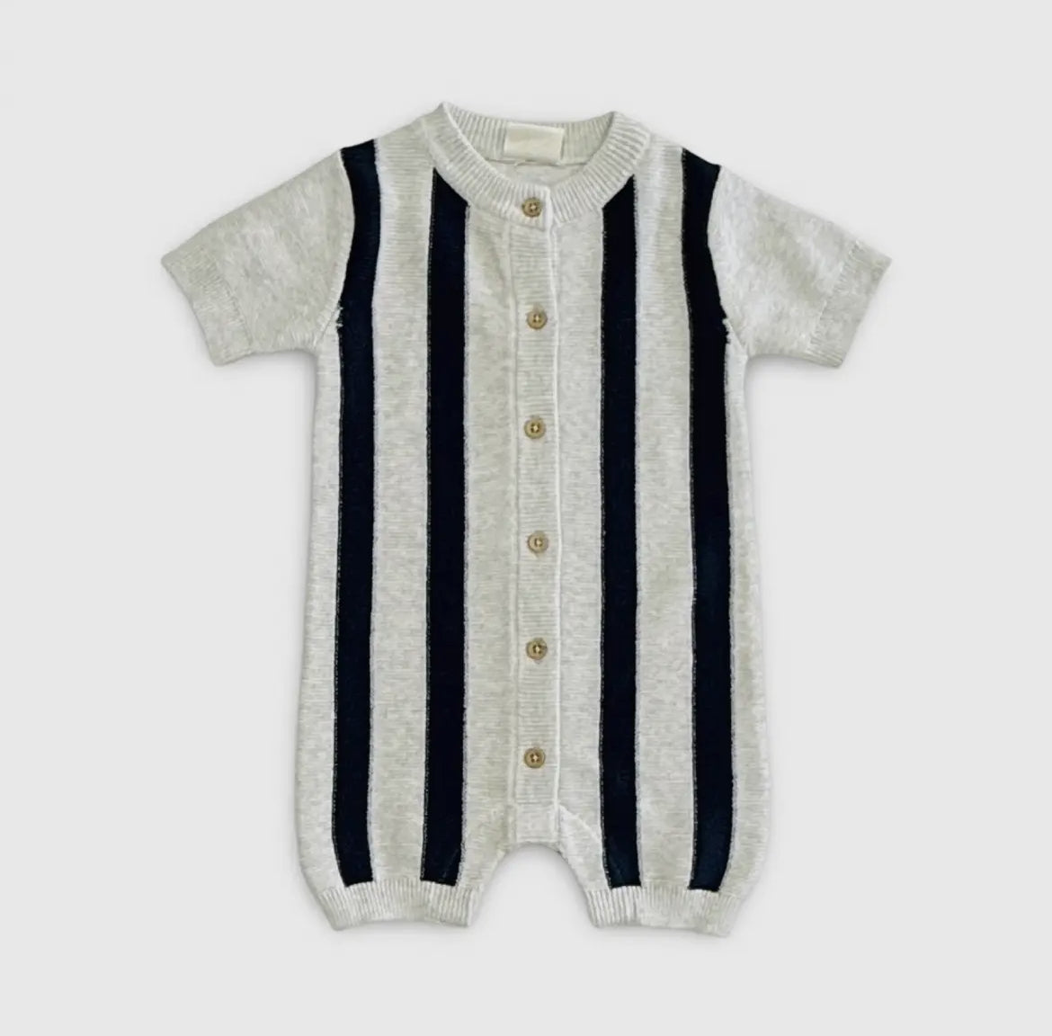 Striper Knit Romper- Navy