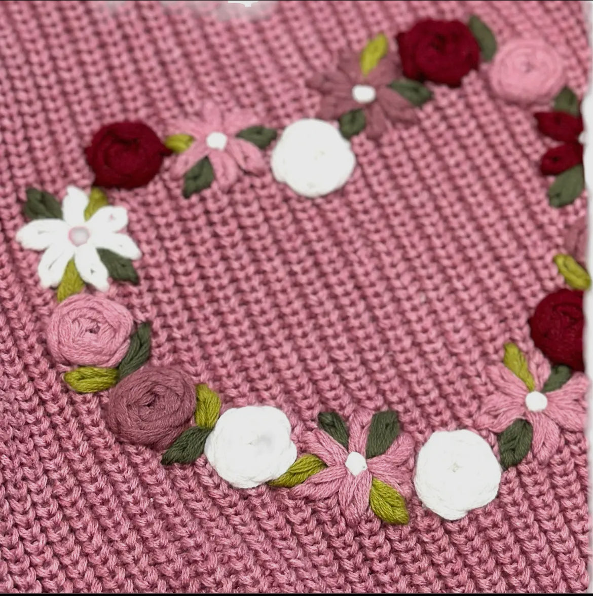 French Rose Heart Sweater
