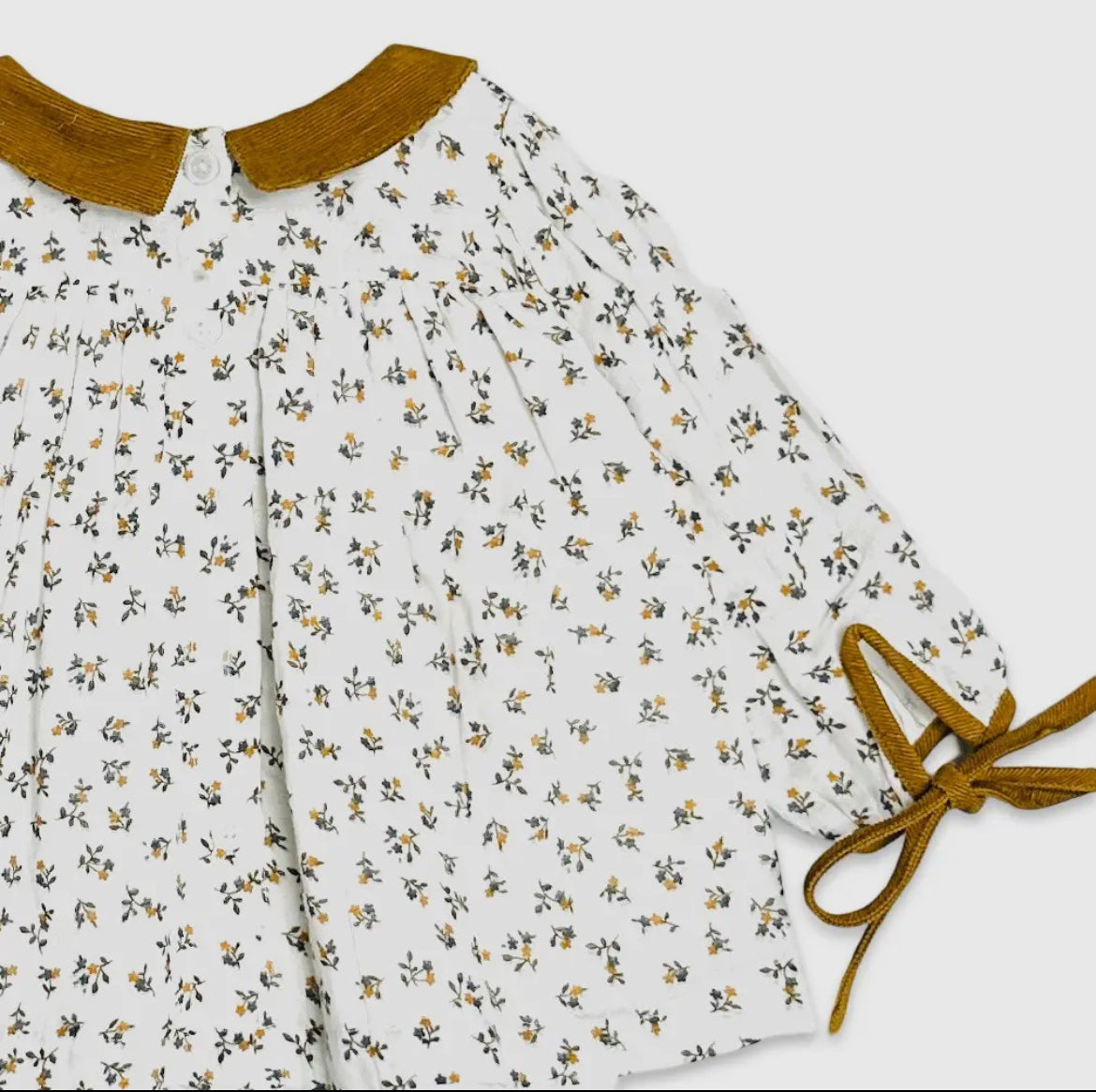 Mustard Floral Bloomer Set - Corduroy