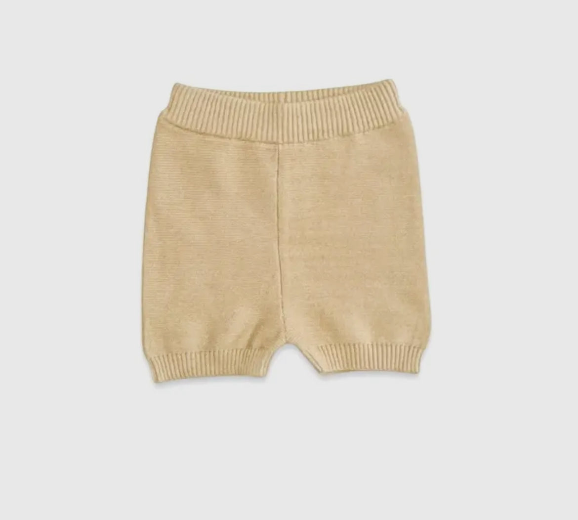 Tennis Collar Cream Stripe Knit Short set