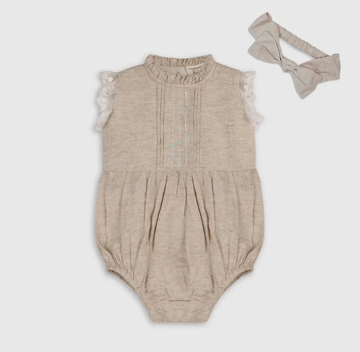 Eva Linen Bubble Romper - Headband
