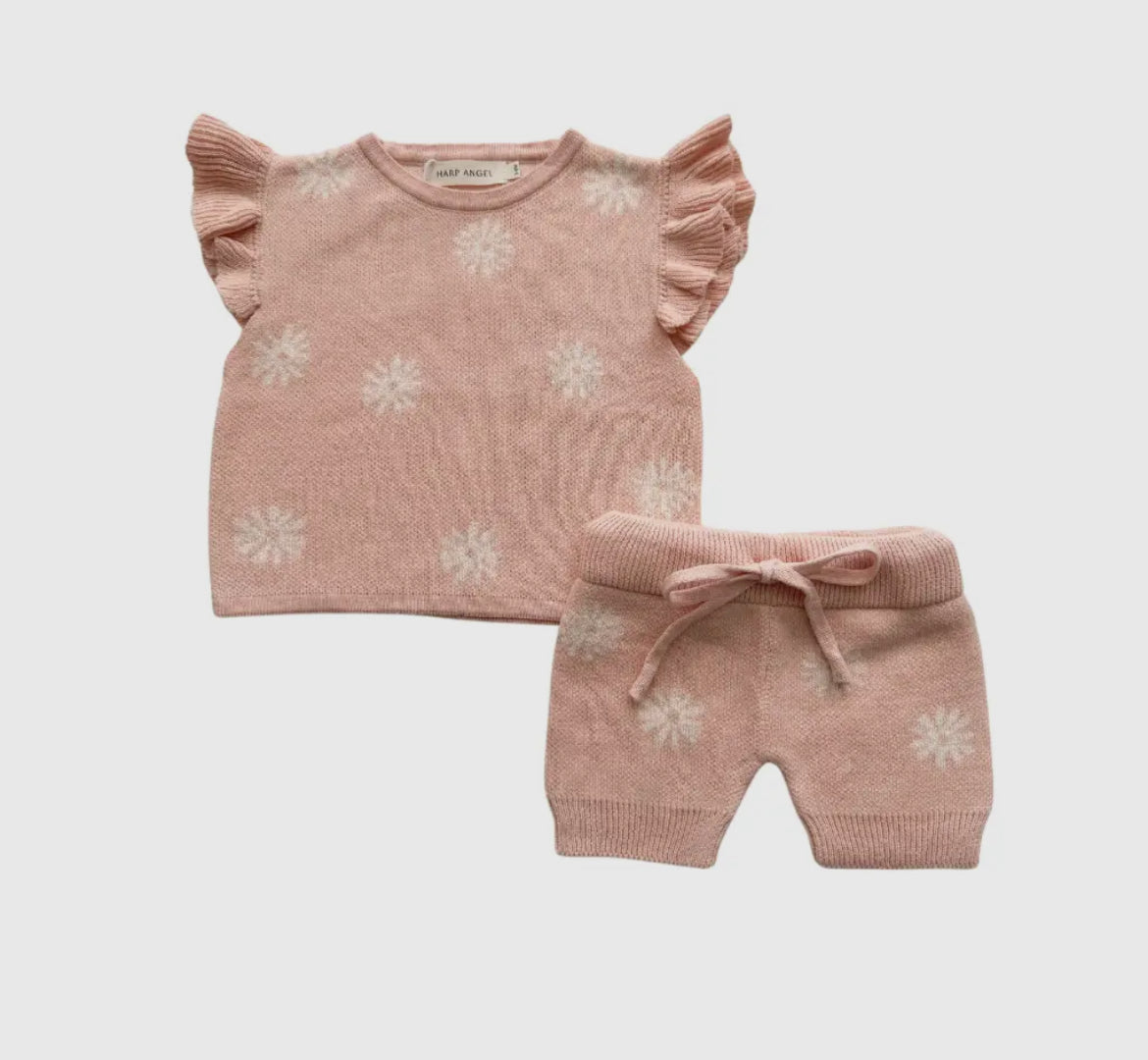 Coral Daisy Short Set-
