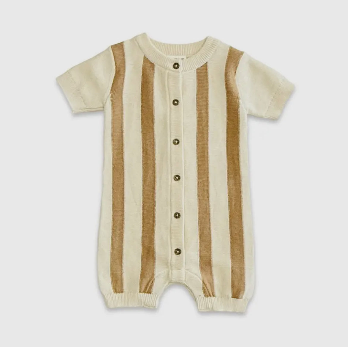 Striper Knit Cotton Romper Sweet Cream