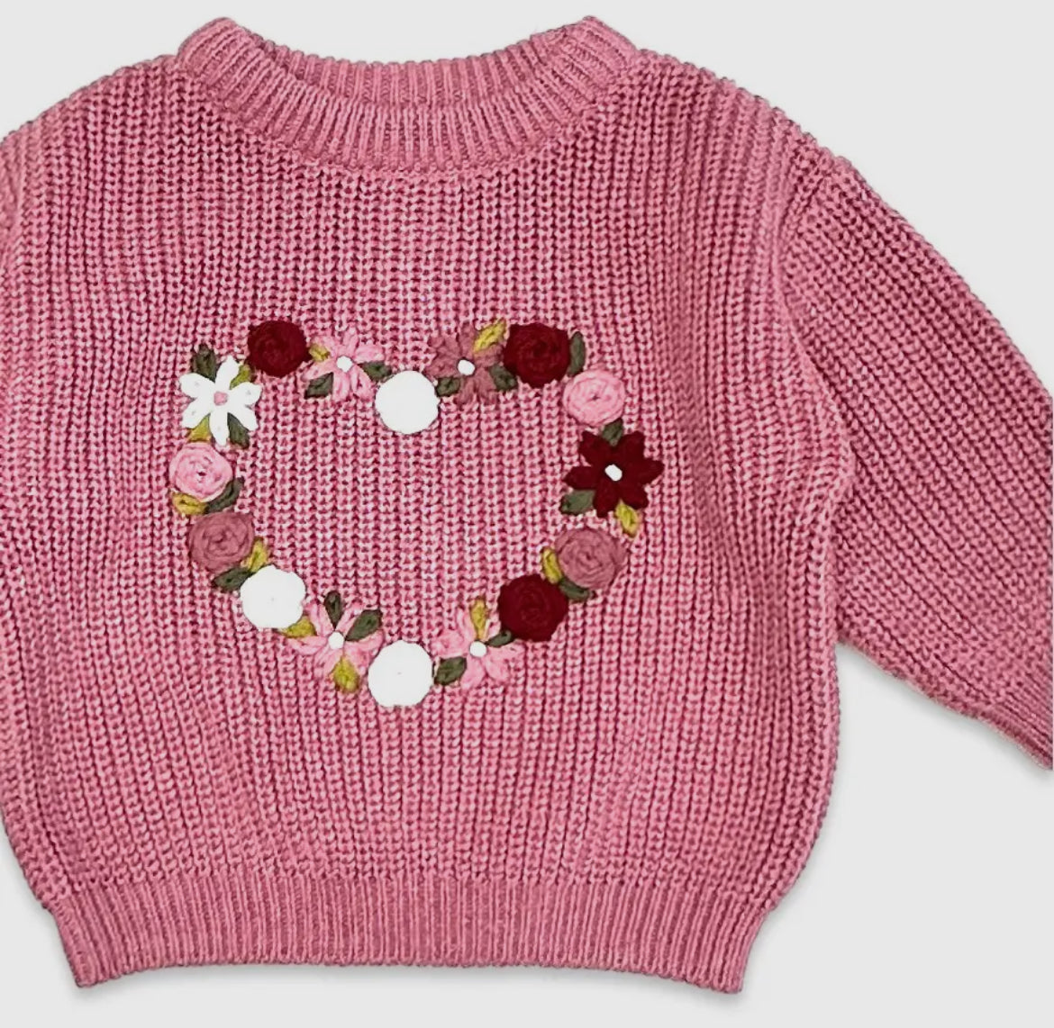 French Rose Heart Sweater