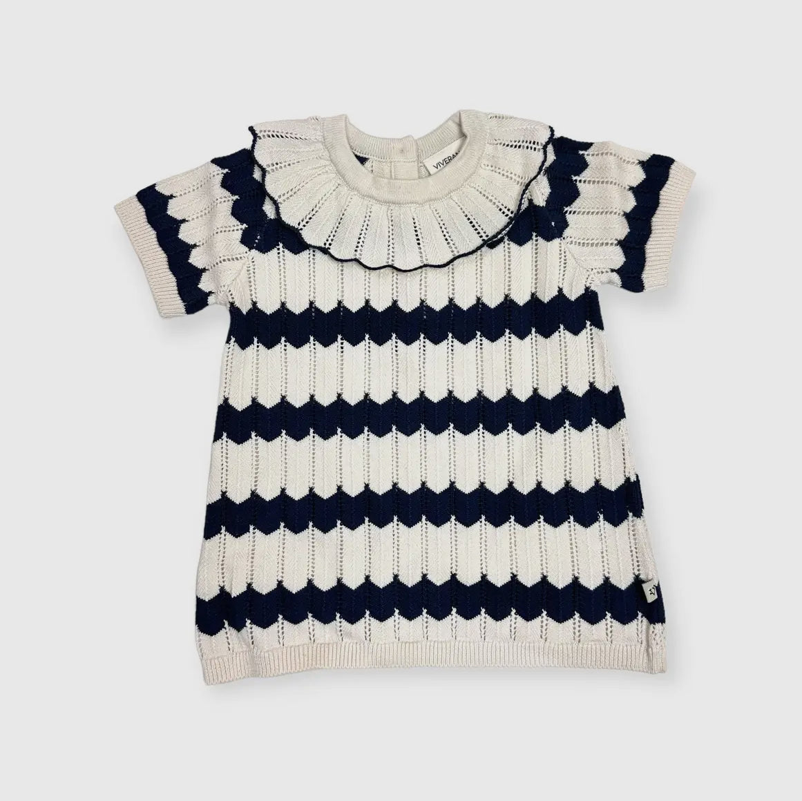 Navy/Cream Ruffle Collar Dress