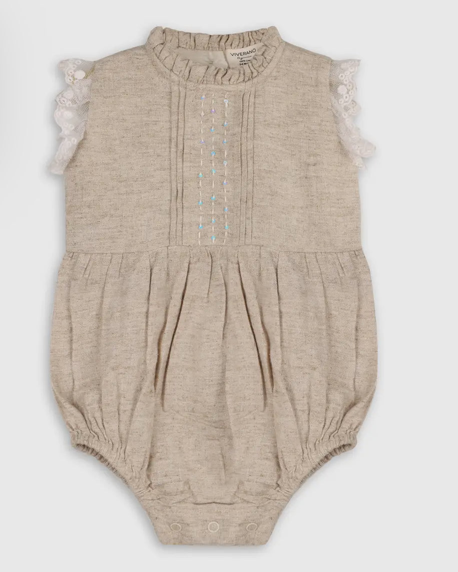 Eva Linen Bubble Romper - Headband