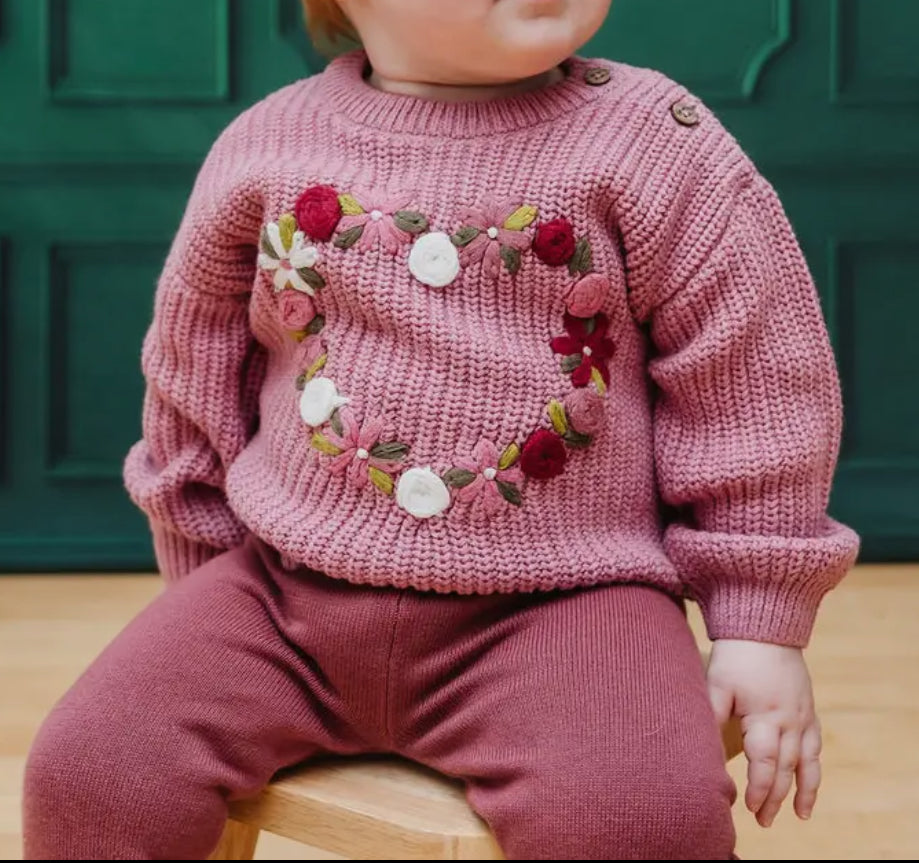 French Rose Heart Sweater
