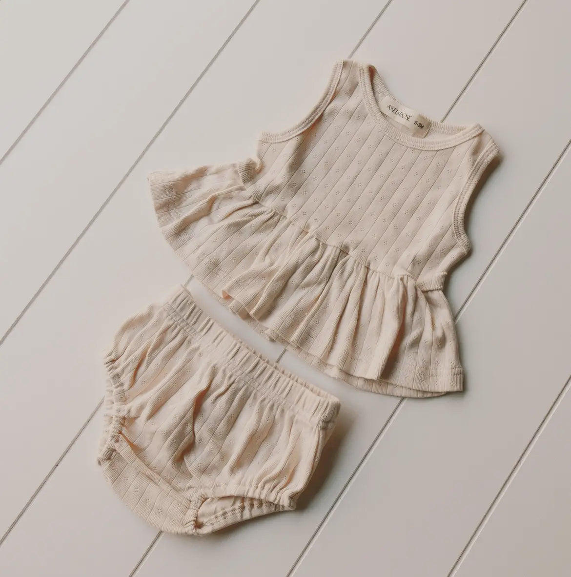 Cream Knit Pointelle Set