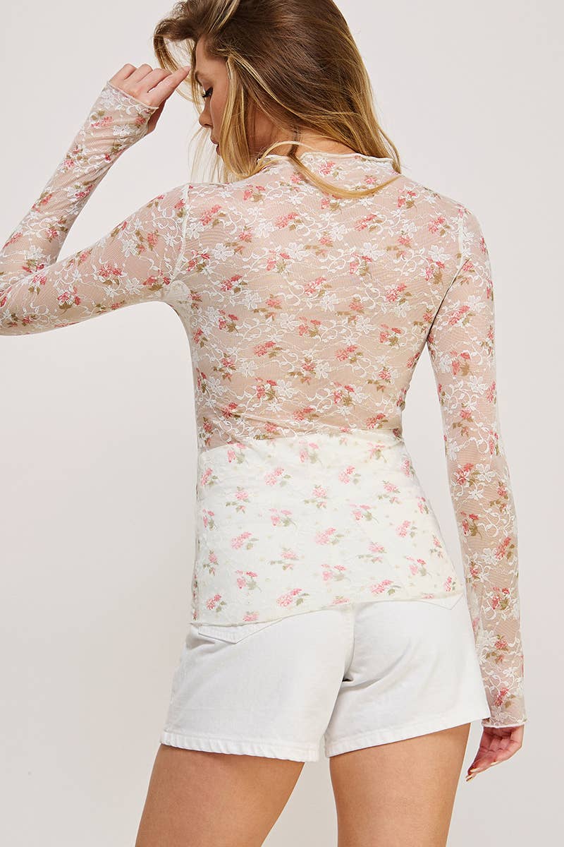 Floral Mesh Top