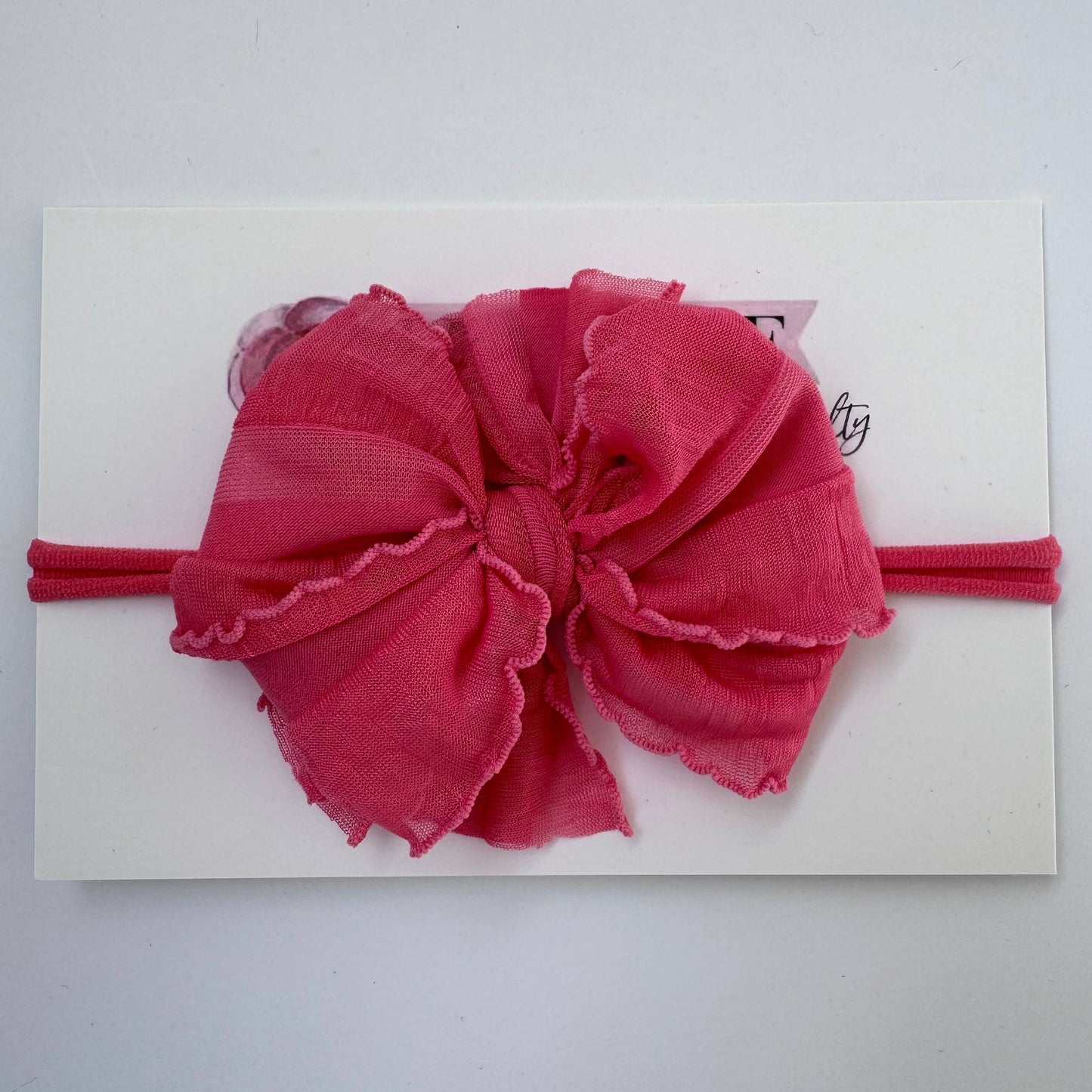 Skinny Mini Ruffled Headband- Hot Pink