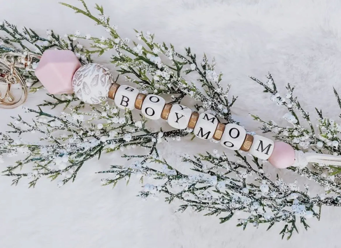 BOY MOM Long Keychain