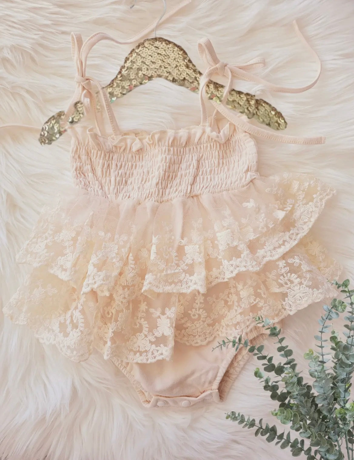 Peach Lace Romper