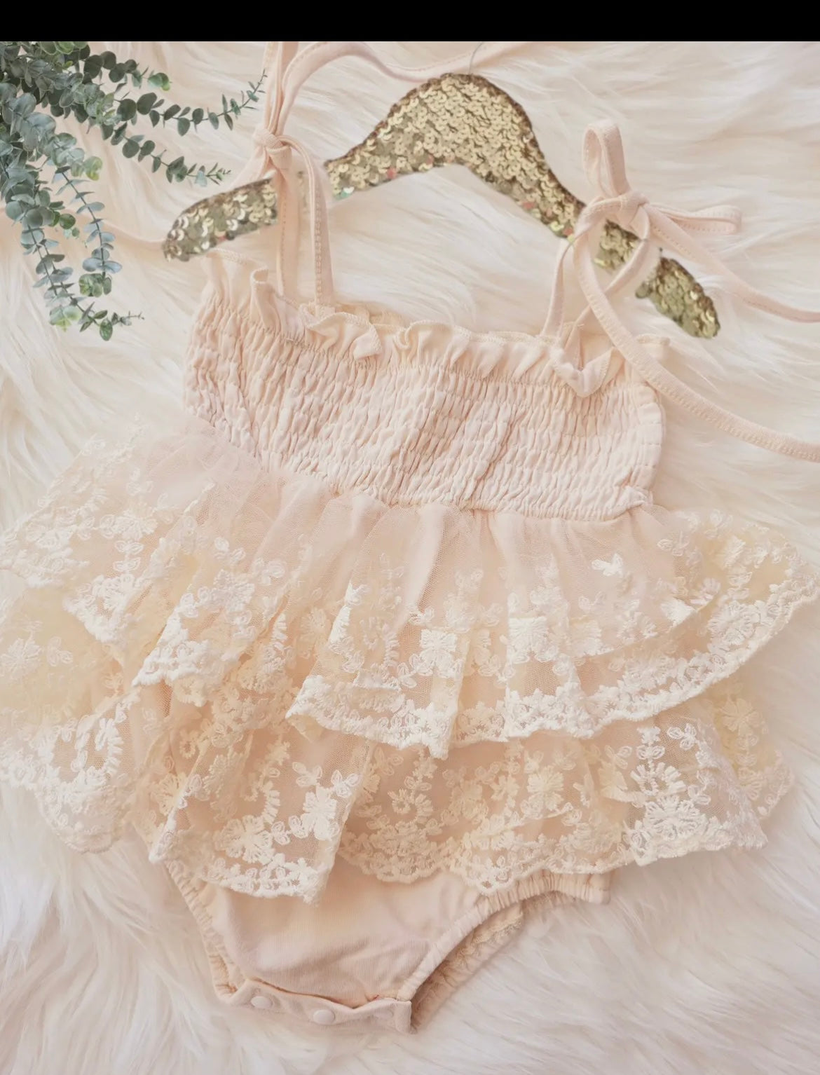 Peach Lace Romper