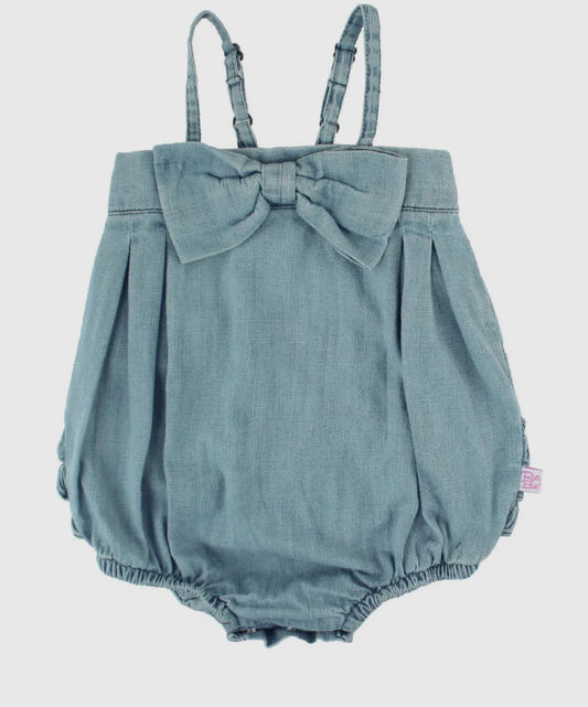 Bow Front Denim Romper