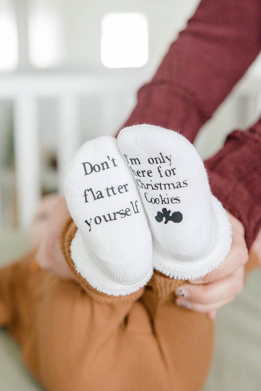 Only Here for Christmas Cookies Baby Socks Stocking Stuffers