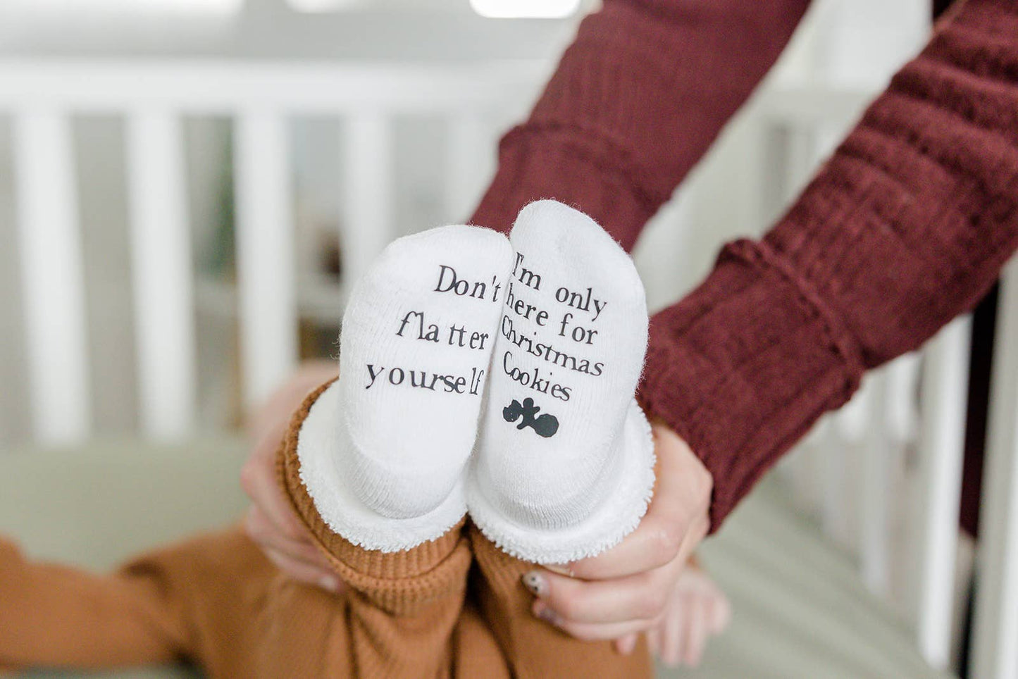 Only Here for Christmas Cookies Baby Socks Stocking Stuffers