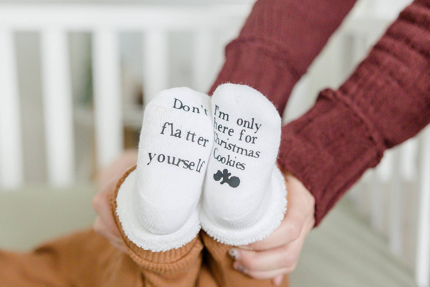 Only Here for Christmas Cookies Baby Socks Stocking Stuffers
