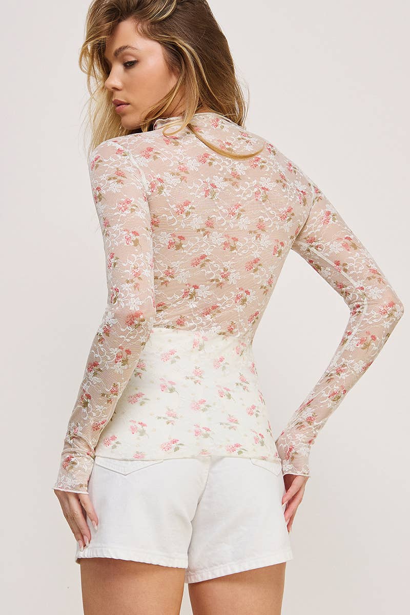 Floral Mesh Top