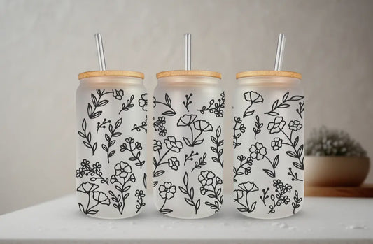 Flower  Glass Tumbler
