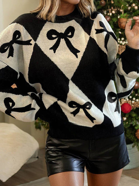 Bow Black/White Sweater