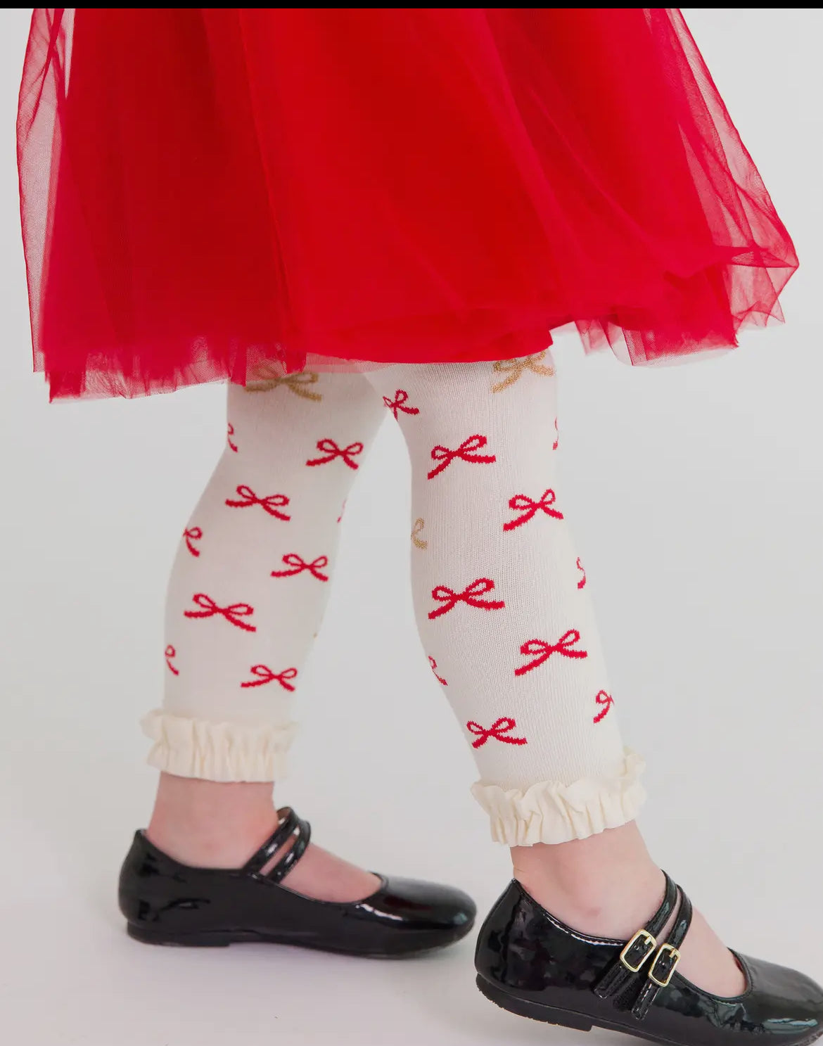 Red Sparkle Bow Footless Tights